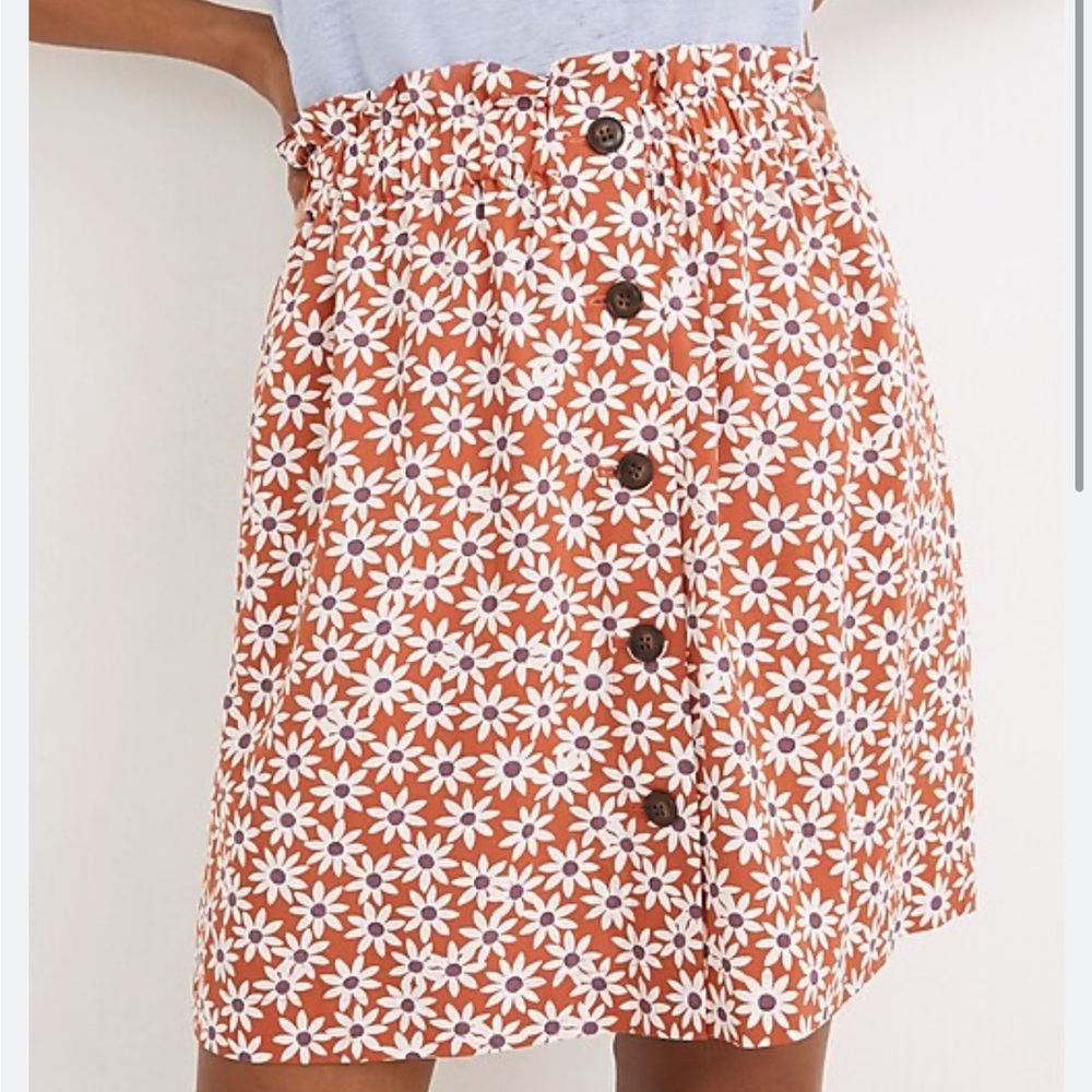 Madewell Paperbag Button-Front Mini Skirt in Falling Daisies